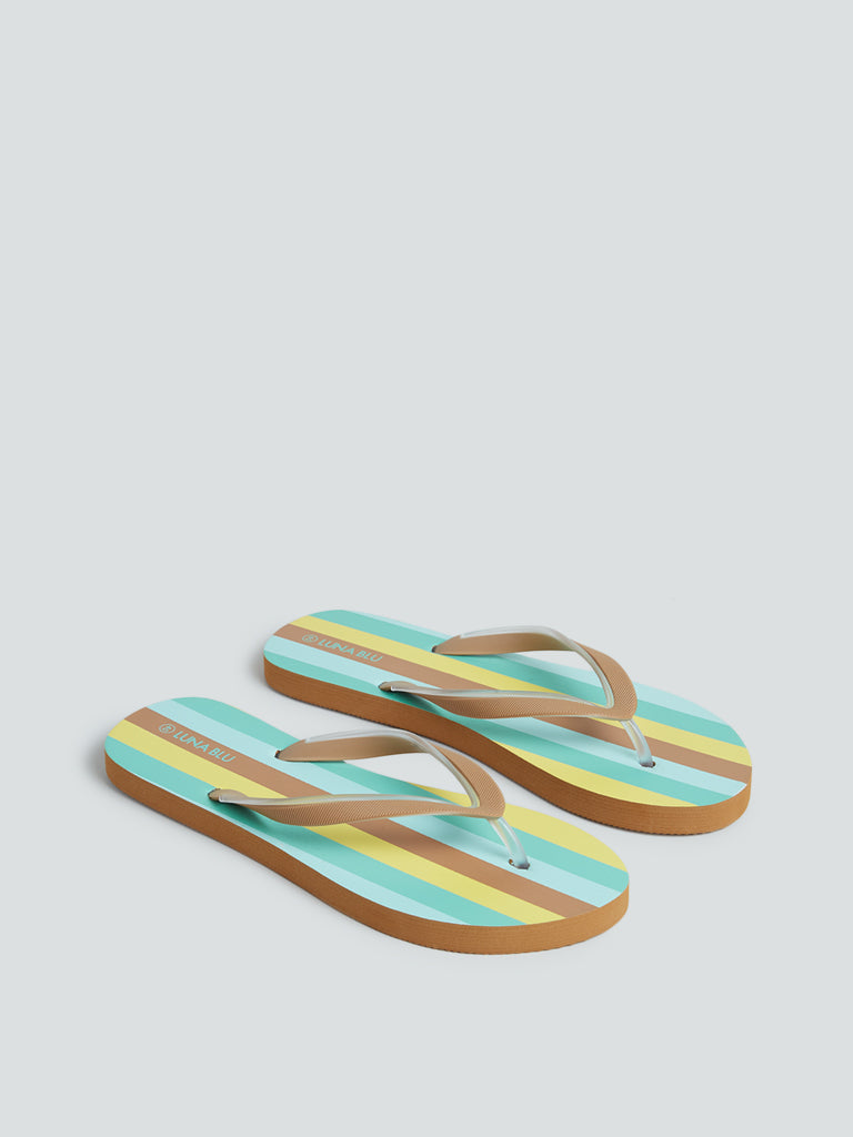 LUNA BLU Multicolour Striped Design Flip-Flops